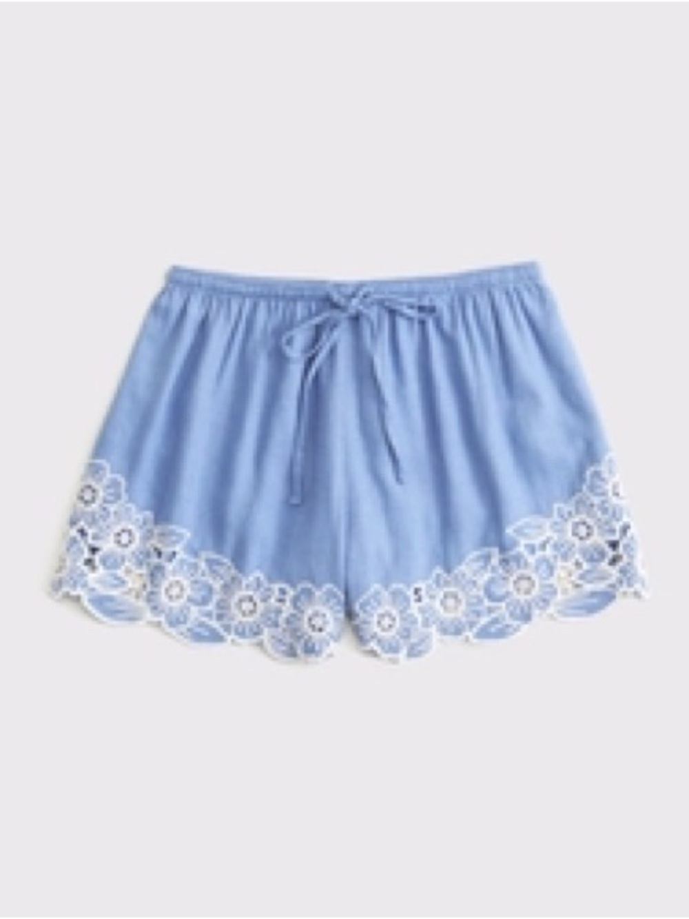 Abercrombie Women's Linen-Blend Pull-On Short - floral scalloped
